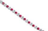 Must Have Round Cut Created Ruby & White CZ Tennis Bracelet in Sterling Silver