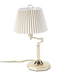 Catalina Lighting W9303 18 High solid brass swing arm desk lamp for 3-way bulb, off-white pleated shade