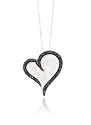 10k White Gold Heart White Mother-Of-Pearl and Black Diamond Pendant (2/11 cttw, Black), 18"