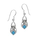 Sterling Silver Celtic Knot with Turquoise Inlay Earrings