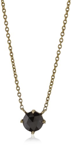 Mizuki 14k Large Rose Cut Black Diamond Bezel Necklace, 16"