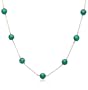 14k Yellow Gold 6mm Round Malachite Tin Cup Necklace, 16"