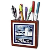 Florene 1930s and 40s Art - WPA Philly Poster - Tile Pen Holders-5 inch tile pen holder