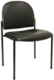 Comfortable Stackable Steel Side Office Chair, Black Vinyl