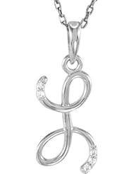 .03 ct tw Diamond Script Initial "L" 18" Necklace in Sterling Silver