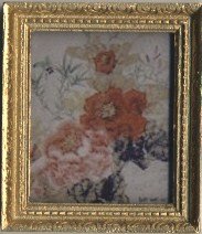 Dollhouse Miniature Framed Oriental Pink & Red Peonies