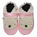 Jack And Lily Infant baby booties Pink Slip Ons With teddy