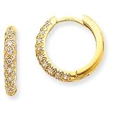 10k Hinged Hoop CZ Earrings