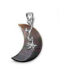 Sterling Silver Moon Shape Abalone Shell Pendant