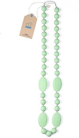 JOGGAN Teething Necklace - Baby Safe Mom Fashion To Wear-100% BPA-Free Baby Chew Beads-Added Safety Break-Away clasp-Does Not Pull Hair- 30"/14" Drop (Mint)