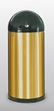 Designer Line Metallic 15 gallon Steel Round Top Satin Brass Stainless Steel Waste Receptacle R1536SBSGL
