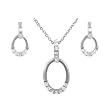 Sterling Silver CZ Accented Oval Necklace and Earring Set