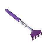 douself Telescopic Stainless steel Compact Scratching Tool Extendable 20-68cm Back Scratcher Massager 5 Section (Purple)