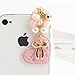 CJB Dust Plug / Earphone Jack Accessory Pink Beans Heart Golden Bow for iPhone 4 4s S4 5 All Device with 3.5mm Jack (US Seller)