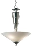 Kenroy Home 90427BS Accolade Three-Light Pendant, Brushed Steel with Off-White Shades