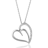 Sterling Silver White Sapphire Heart Pendant with 18" Chain