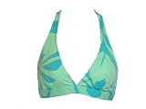 Jag Blue and Green Floral Banded Halter Bikini Top (Small)