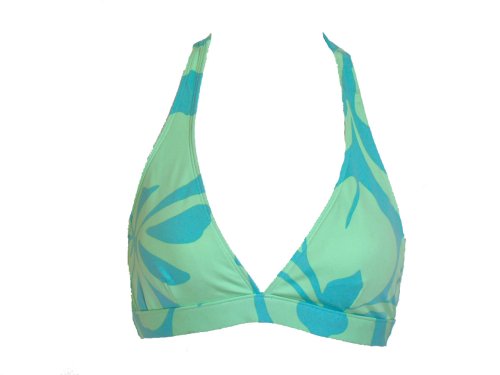 Jag Blue and Green Floral Banded Halter Bikini Top (Small)