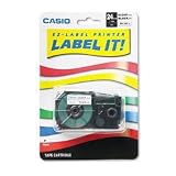 CASIO(XR24X) 1 Tape Cassette for EZ-Label KL8000, KL8100, KL8200, Black on Clear