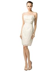 Strapless Cocktail Knee Length Empire   Waistline Lace Satin Sheath Prom Dress/Party Dress/Wedding Dress  With a Sash 