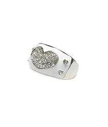 Silver White Crystal Heart Art Deco Ring Jewelry