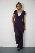 Bamboo Yoga - Short Sleeved Blackberry/Sky Insert Breastfeeding Top Variation