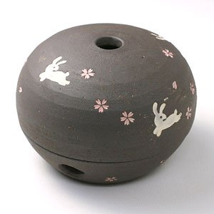 焼〆香炉 桜うさぎ