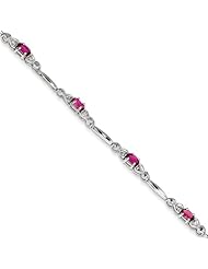 Sterling Silver Pink Tourmaline and Diamond Bracelet