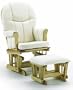 Danielle Deluxe Sleigh Style Glider Rocker and Ottoman Set- Natural Finish with Natural Cotton Twill