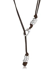 Catherine Canino Sterling Silver Equestrian Rondelle Beaded Brown Suede Necklace, 32"