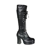 Womens Black Gothic Boots 3 3/4 Inch Sexy Knee Boot D-Ring Chain