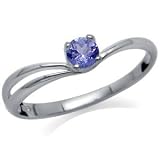 Natural Tanzanite 925 Sterling Silver Petite Solitaire Ring