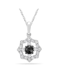 0.35 Cts Black & White Diamond Pendant in 14K White Gold