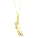 14 Karat Two-tone Gold Diamond-cut Coffee Bean Lariat Necklace (17 Inch)