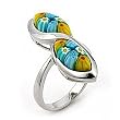 Multi-Color Millefiori 2 Marquise Ring