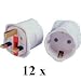 Reise-Adapter - Europäisch (Schuko) 2-Pin to UK 3-Pin Mains Infrastruktur x 12