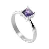 Sterling Silver Princess cut Amethyst Cubic Zirconia Solitaire Promise Ring Size 5,6,7,8,9,10