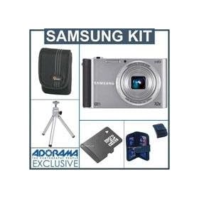 Samsung ST200F SMART 16MP Long Zoom Digital Camera, 1/2.3 CCD Sensor, 27mm Wide-Angle Lens, 10x Optical Zoom, 3 LCD Display - Bundle - with 8GB MicroSDHC Card , Carrying Pouch, Table Top Tripod, 4-slot Card Holder, Silver