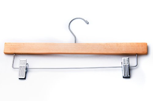Wooden Wood Skirt or Pant Hangers with Clips Natural Finish (Box of 100) (Free Shipping!)