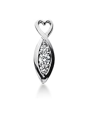 Three Stone Round Brilliant Diamond Pendant in 14K White Gold
