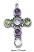 Sterling Silver 6 Stones Amethyst Peridot Moonstone Cross Charm