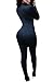 Aro Lora Women's Deep V Neck Long Sleeves Lace up Key Hole Front Club Jumpsuits Medium Black