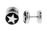 Stainless Steel Fake Plugs - White Star - 16g, 10mm Sold as a pair