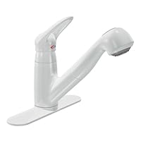 Moen 7570W Salora Single Handle Kitchen Faucet With Pullout Spout, Glacier (Not CA / VT Compliant)