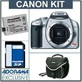 Canon EOS Digital Rebel XSi SLR Camera kit, Silver Black with 4GB SD Memory Card, Spare LP-E5 Lithium-Ion Rechargeable Battery, Slinger Camera Bag