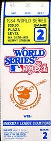 1984 San Diego Padres World Series Ticket - MLB Baseball Tickets
