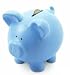 Blue Baby Boy Pig Piggy Bank Money Savings Kid Ceramic Decor