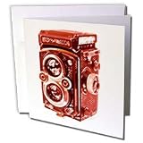 KIKE CALVO vintage camera collection - Picture of a Vintage brown Twin Lens reflex TLR camera - Greeting Cards-12 Greeting Cards with envelopes