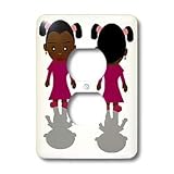 Florene Childrens Art II - African American Little Girls - Light Switch Covers - 2 plug outlet cover