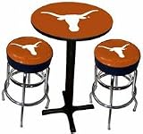 Texas Longhorns Varsity Black Pub Table with Two Bar Stools